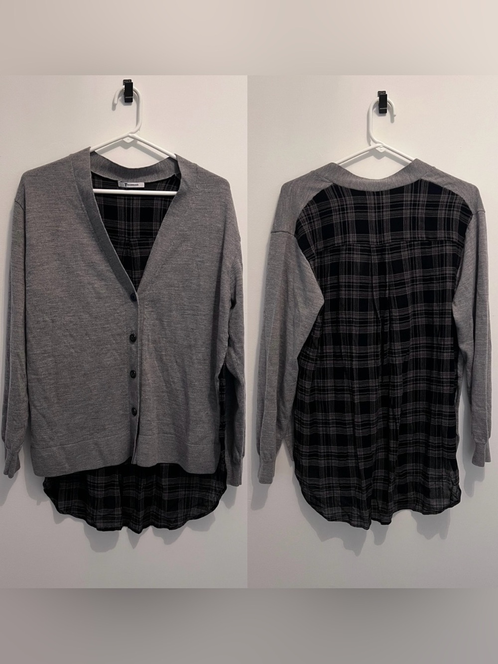 T by Alexander Wang Plaid Back Cardigan Flannel